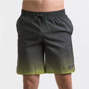 NEW Nike JDI Fade 5” Volley Swim Shorts Green Gray Just Do It Print